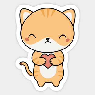 Cute and Kawaii Cat With Heart Sticker